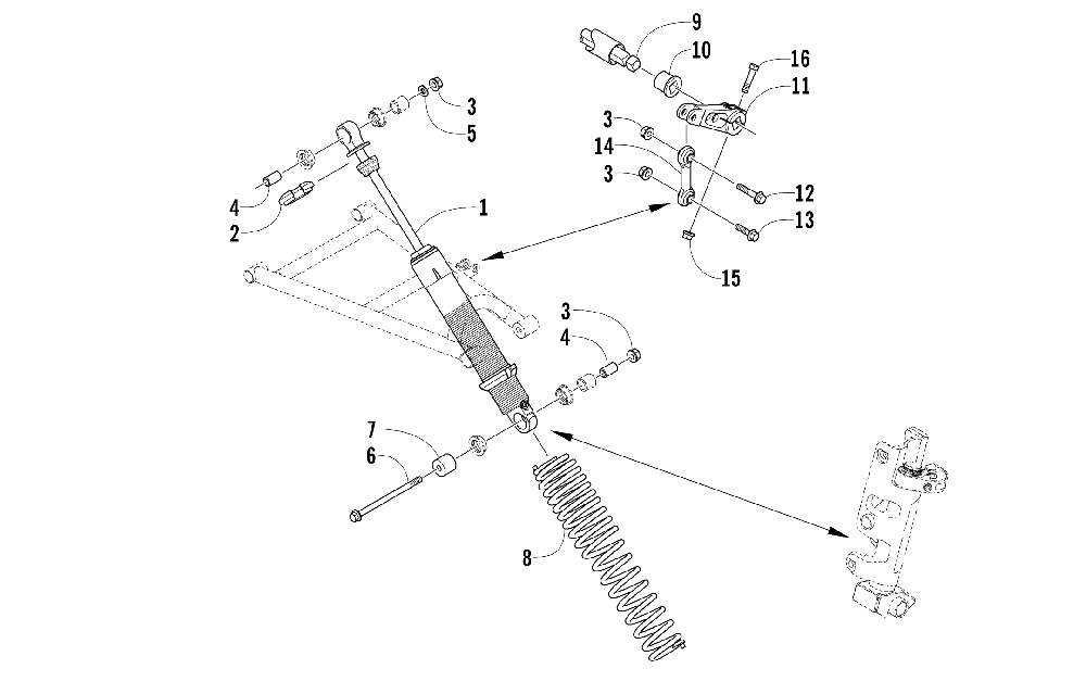 Shock absorber and sway bar assembly