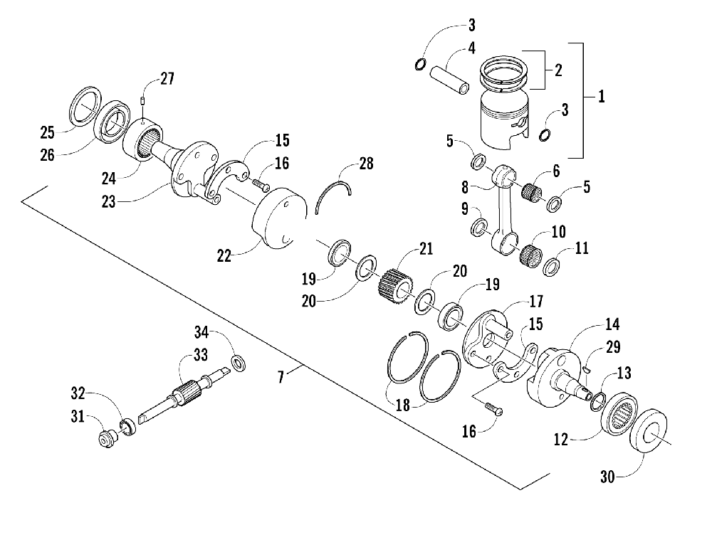 Piston and crankshaft