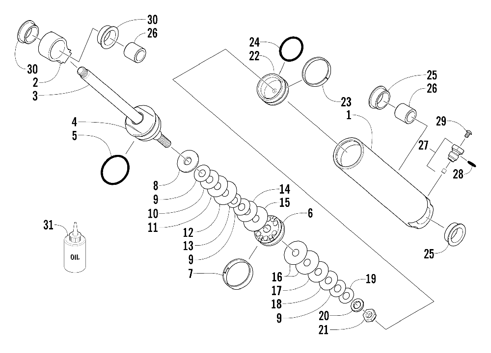 Rear suspension rear arm shock absorber