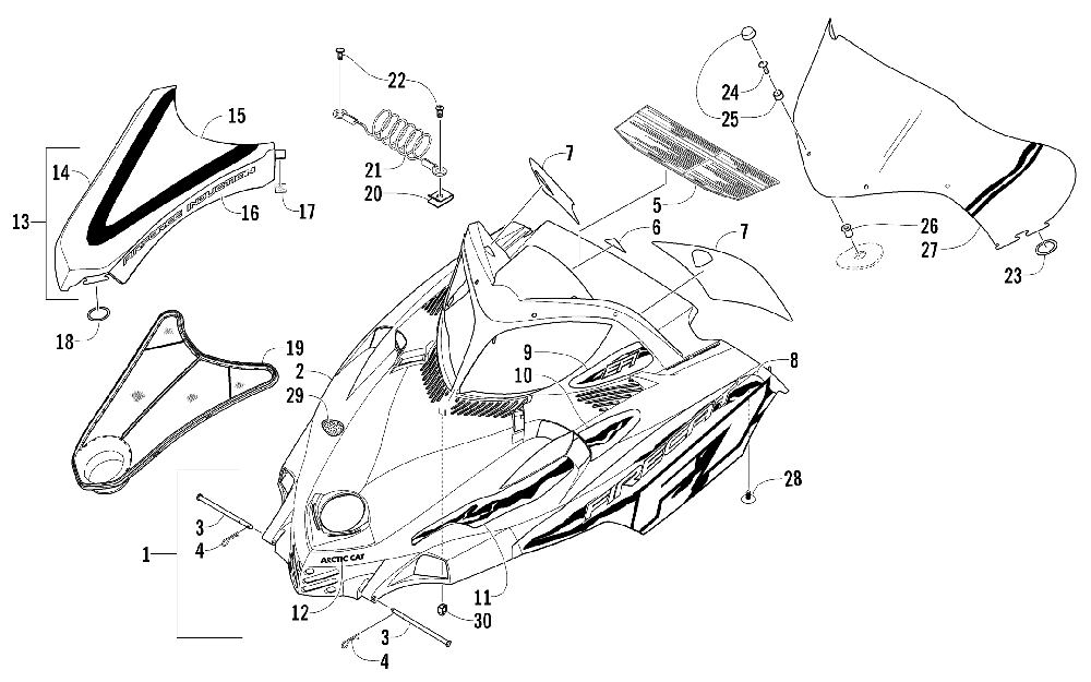 Hood and windshield assembly