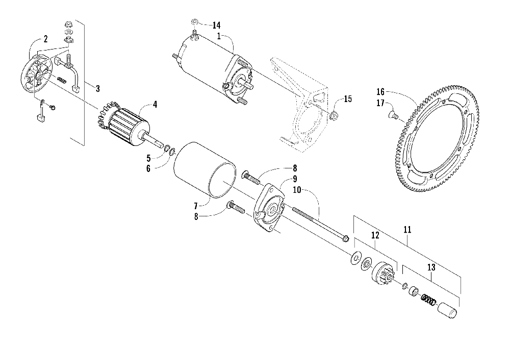 Electric start - starter motor assembly