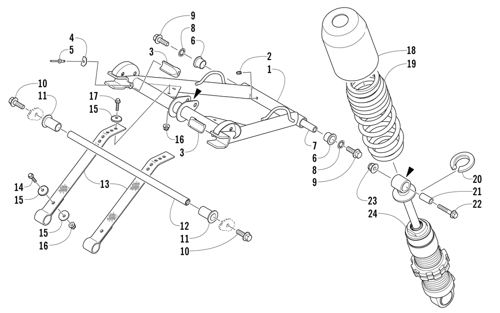 Rear suspension front arm assembly