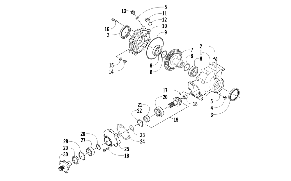 Rear drive gearcase assembly