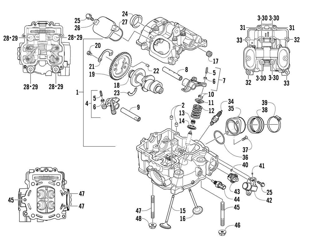 Cylinder head and camshaft_valve assembly