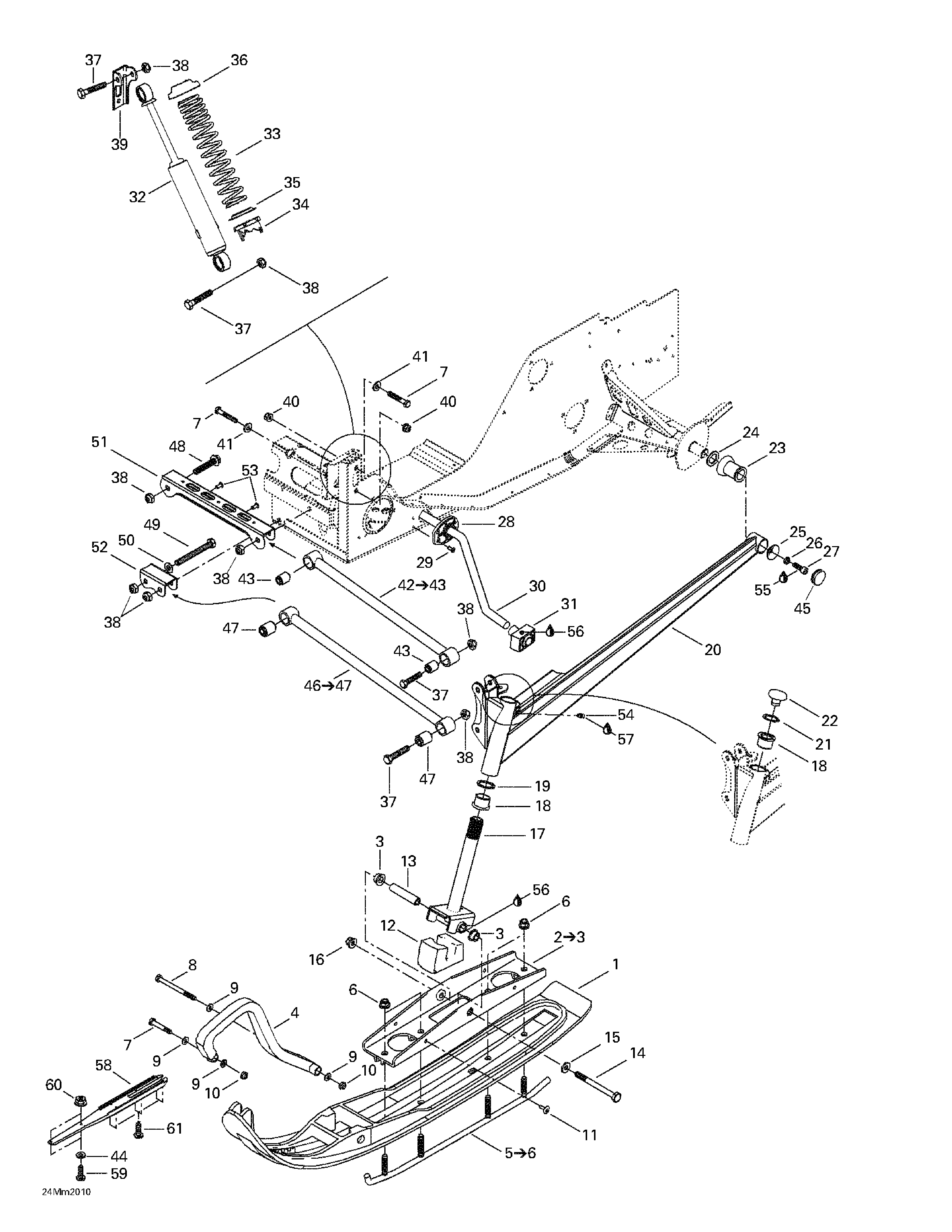 Front suspension and ski