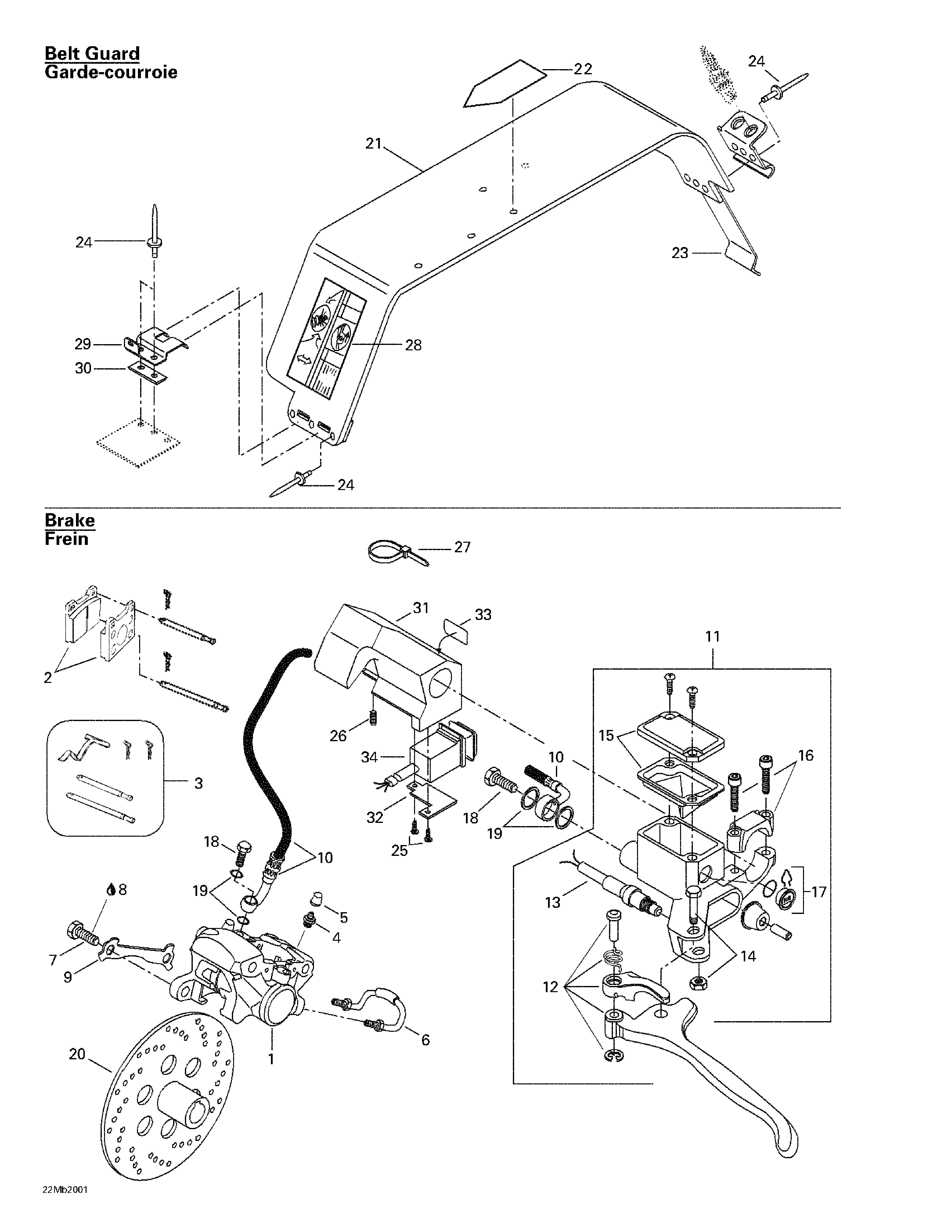 Hydraulic brake and belt guard