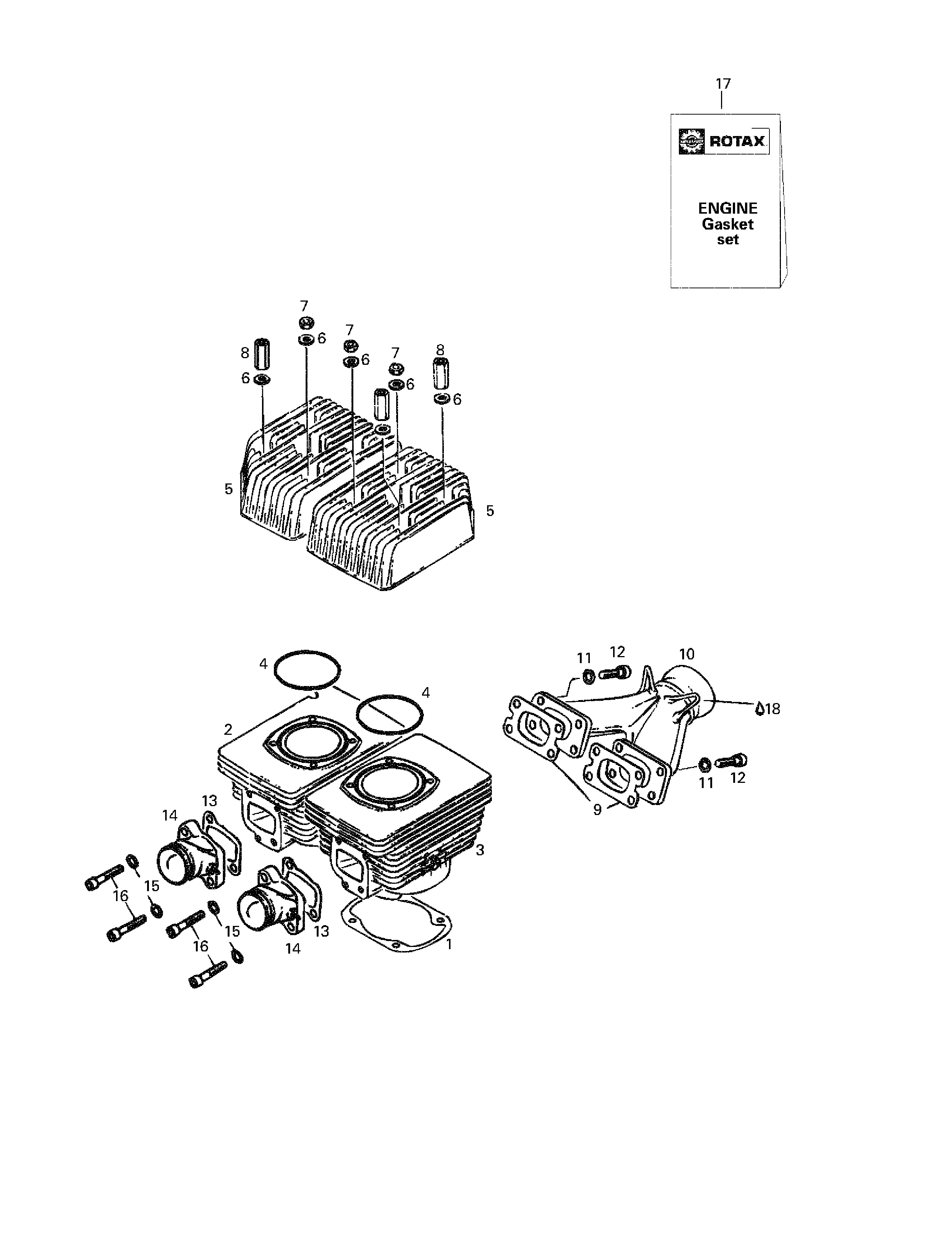 Cylinder, intake exhaust manifold