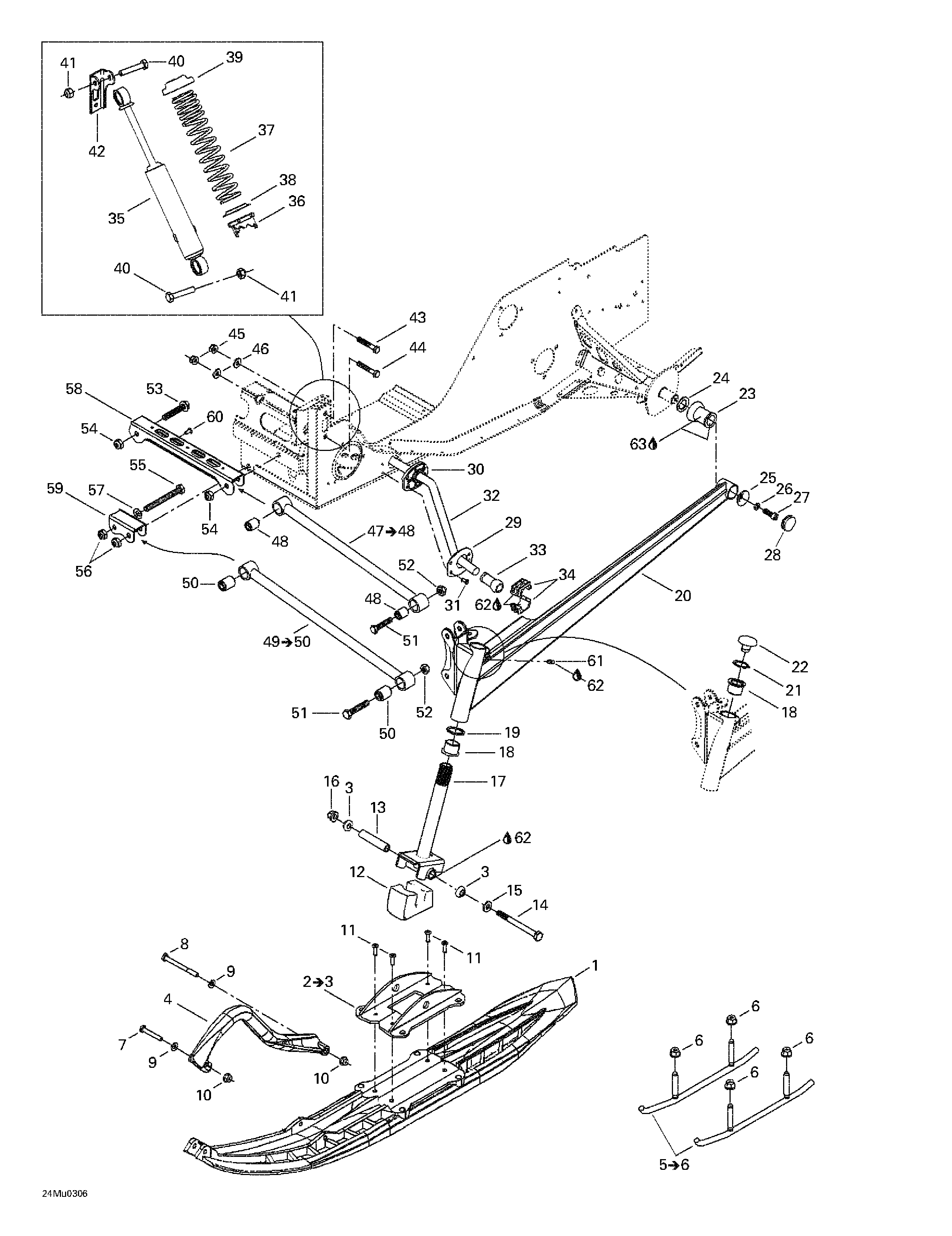 Front suspension and ski