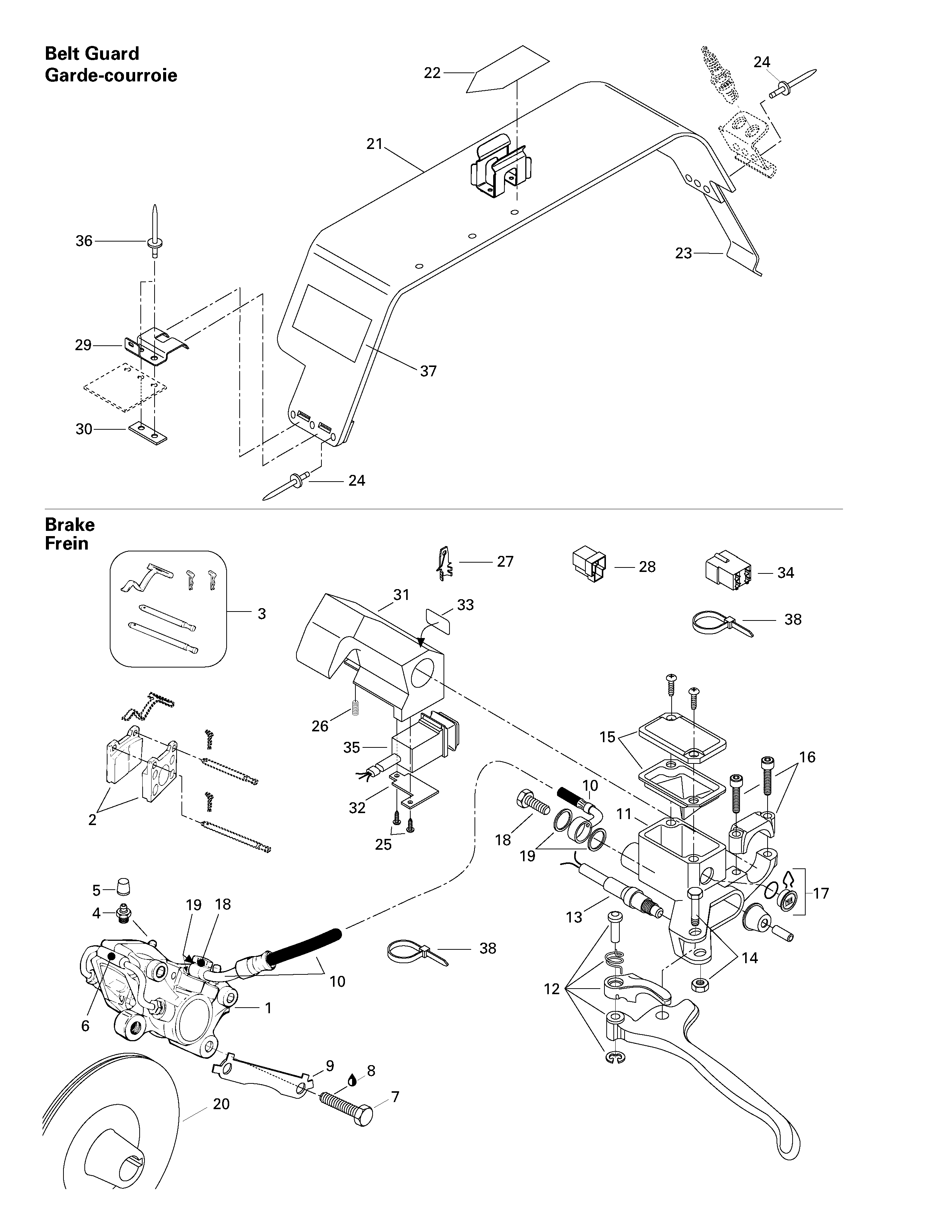 Hydraulic brake and belt guard