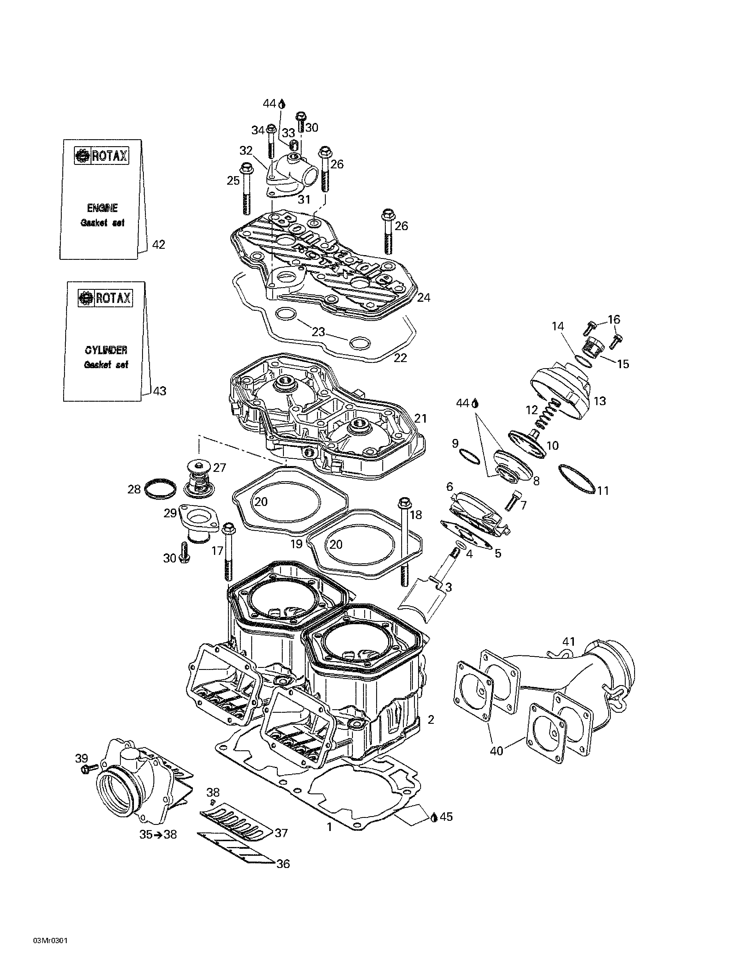 Cylinder, exhaust manifold, reed valve