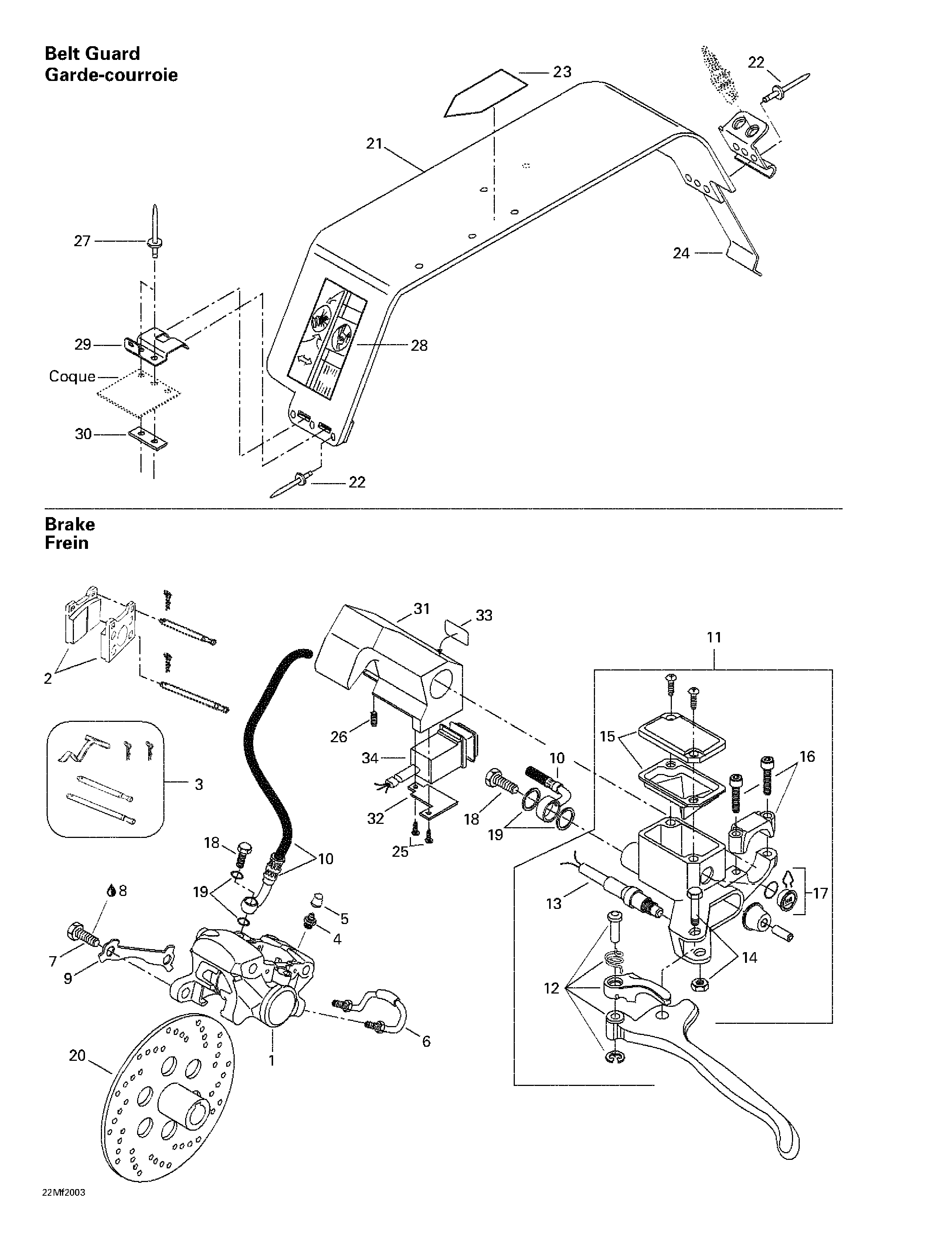 Hydraulic brake and belt guard