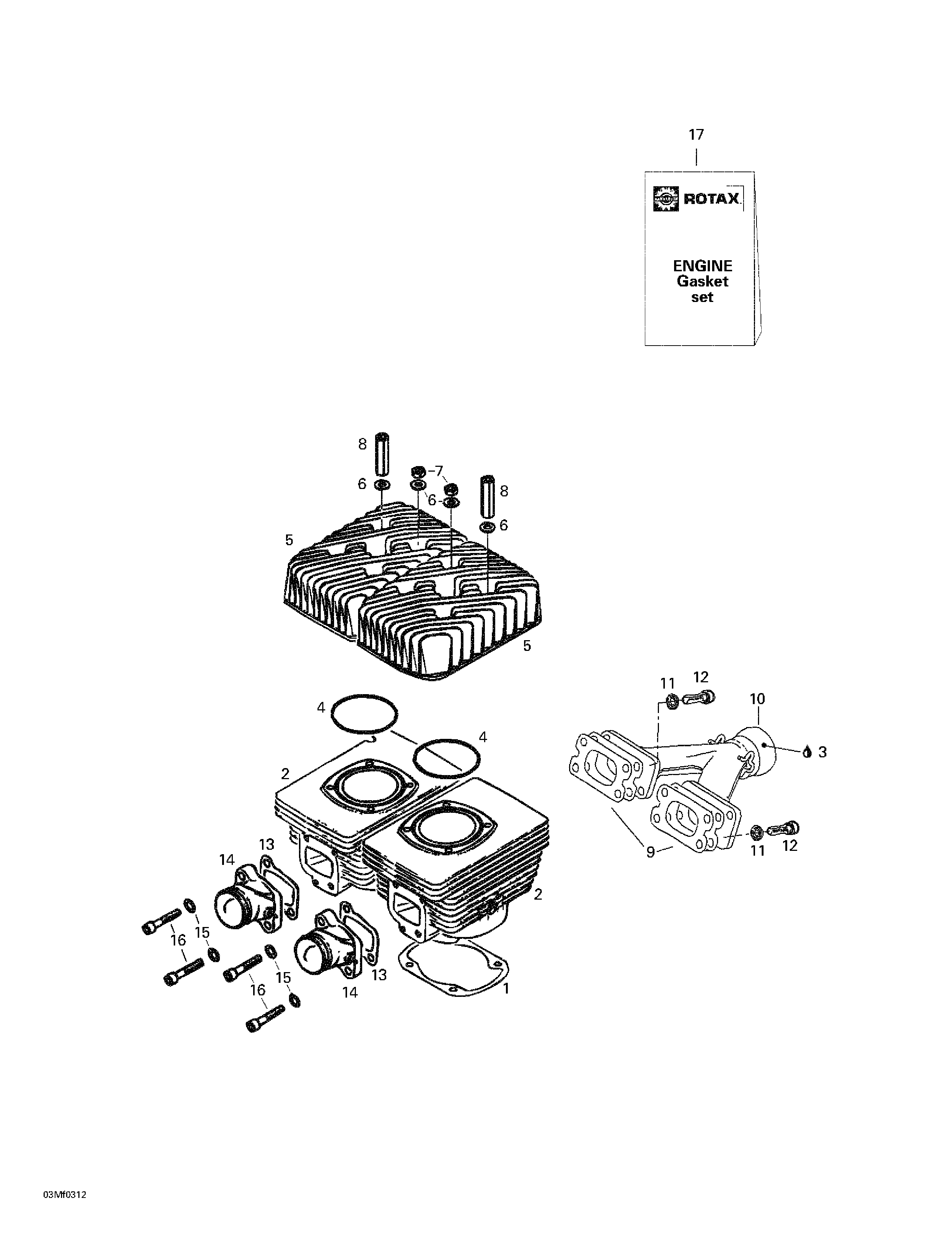 Cylinder, intake, exhaust manifold