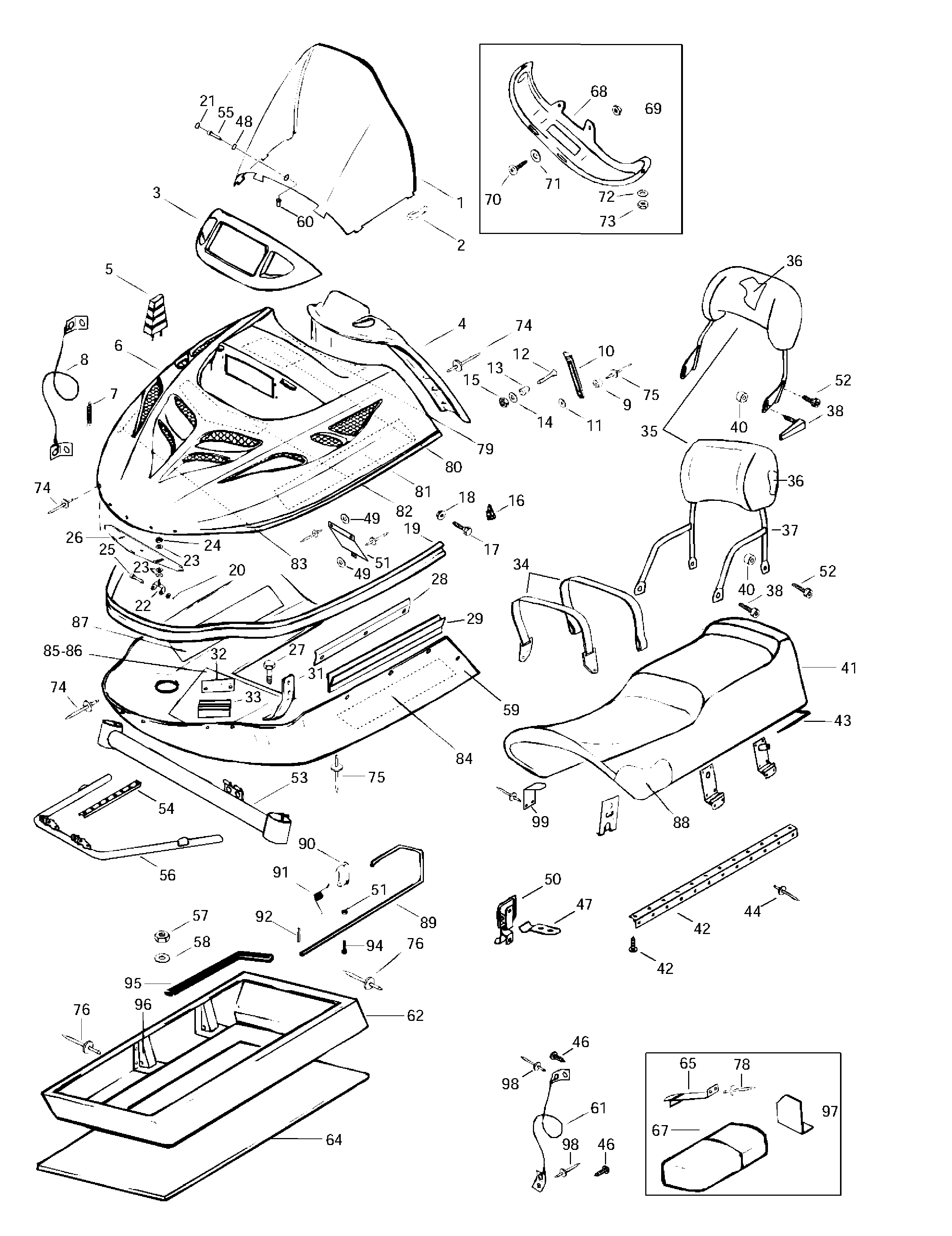 Cab, console, seat