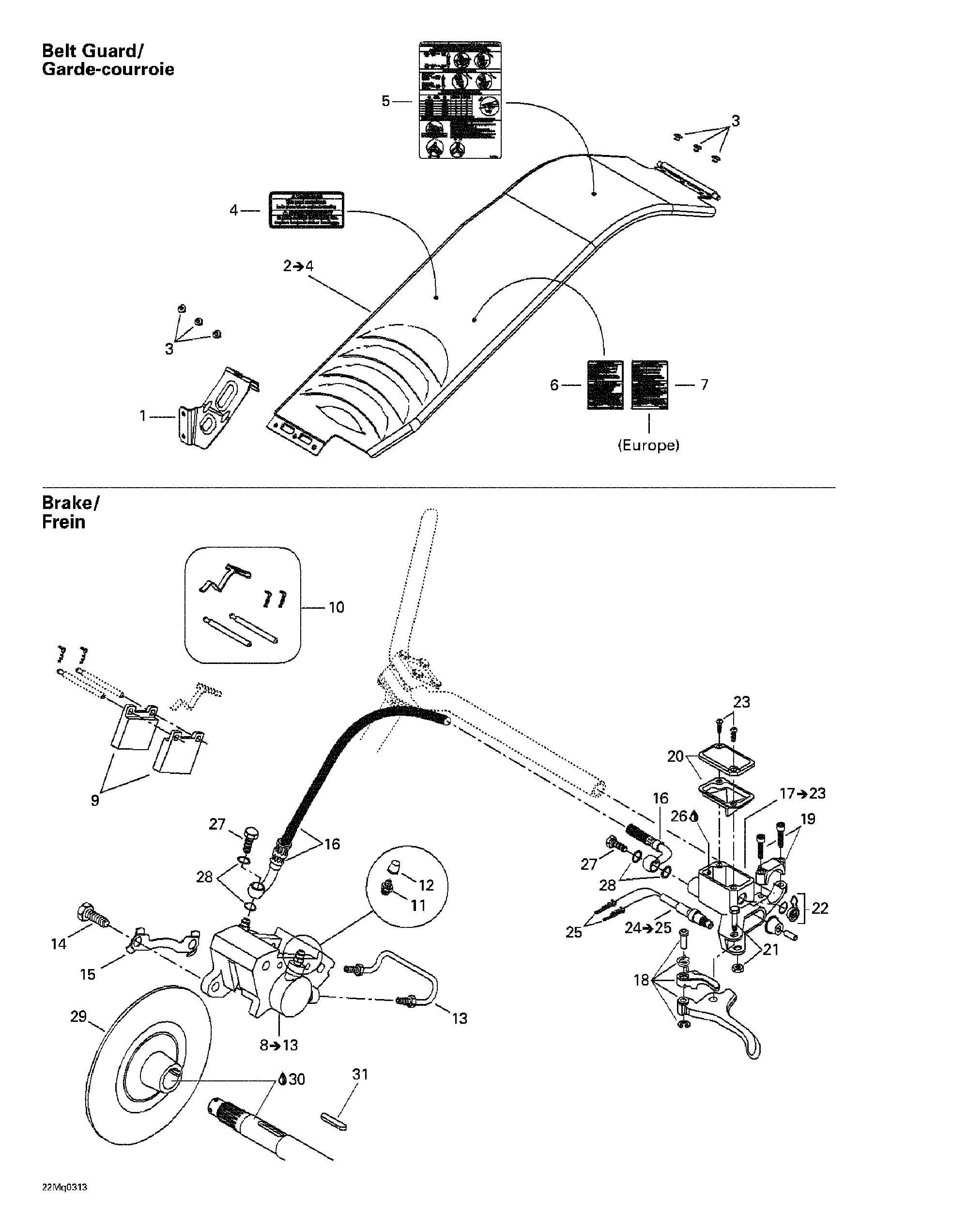 Hydraulic brake and belt guard