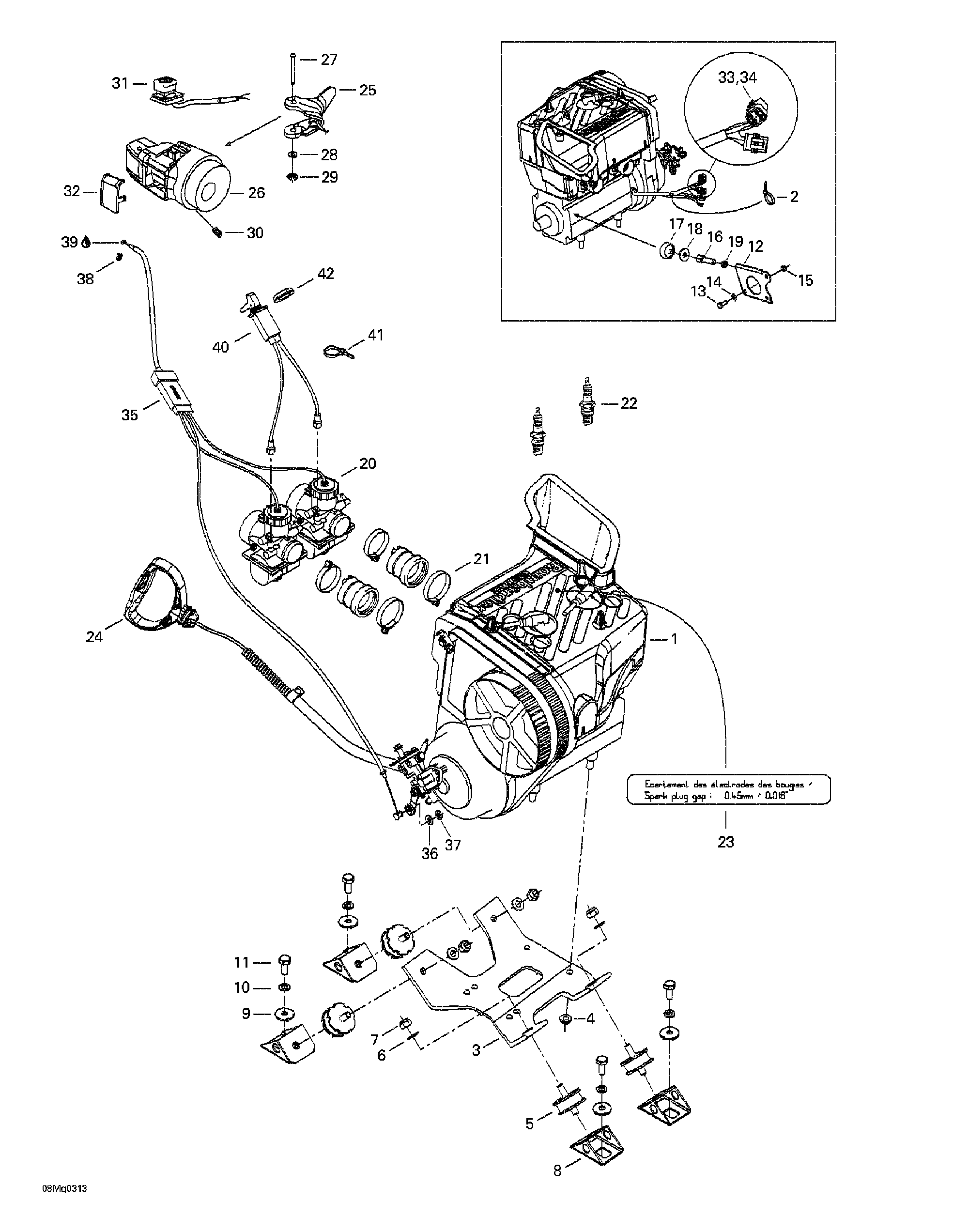 Engine and engine support