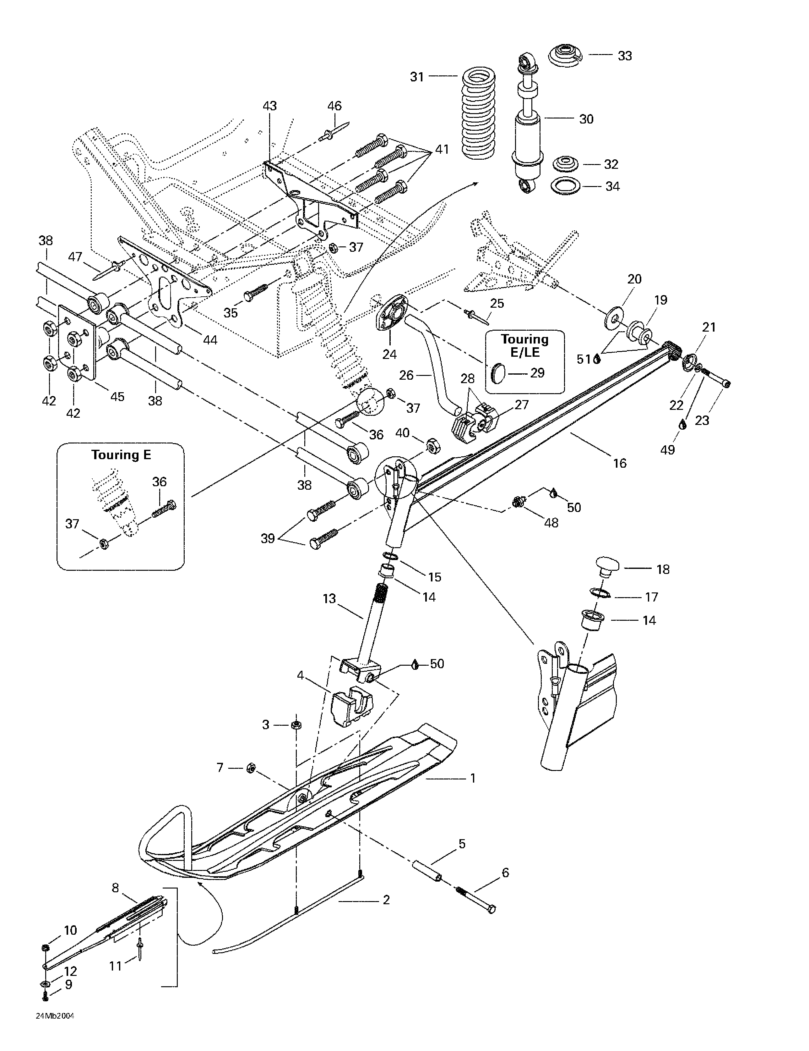 Front suspension and ski