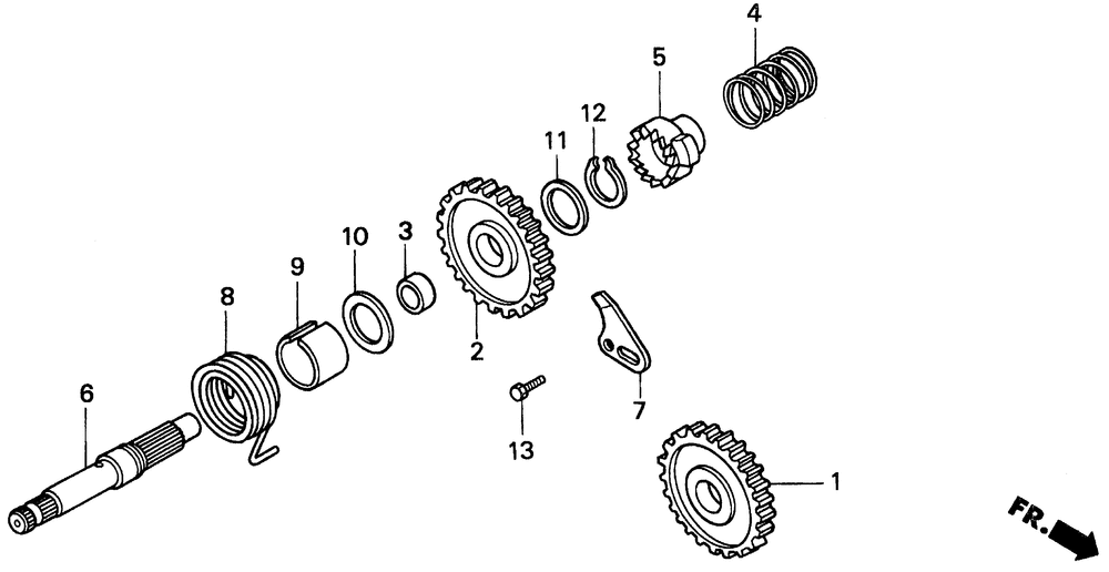 Kick starter spindle