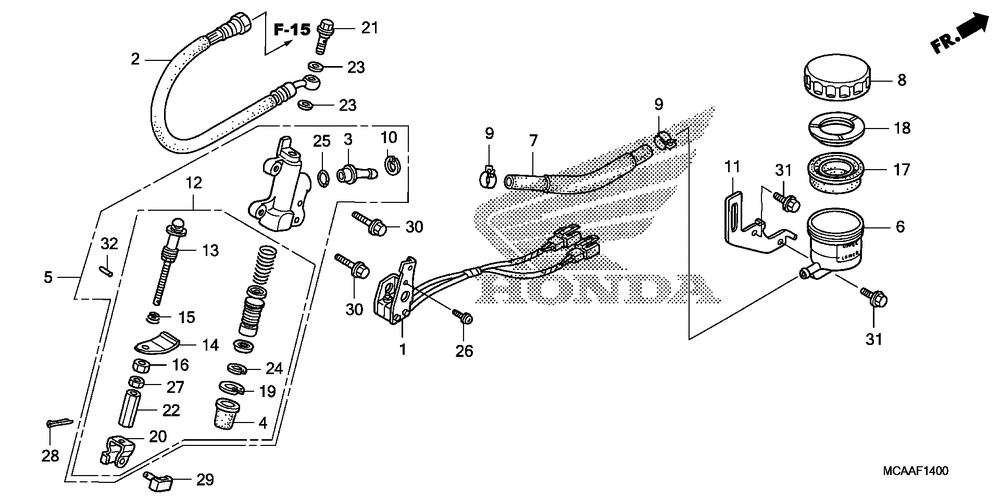 Rear brake mastercylinder