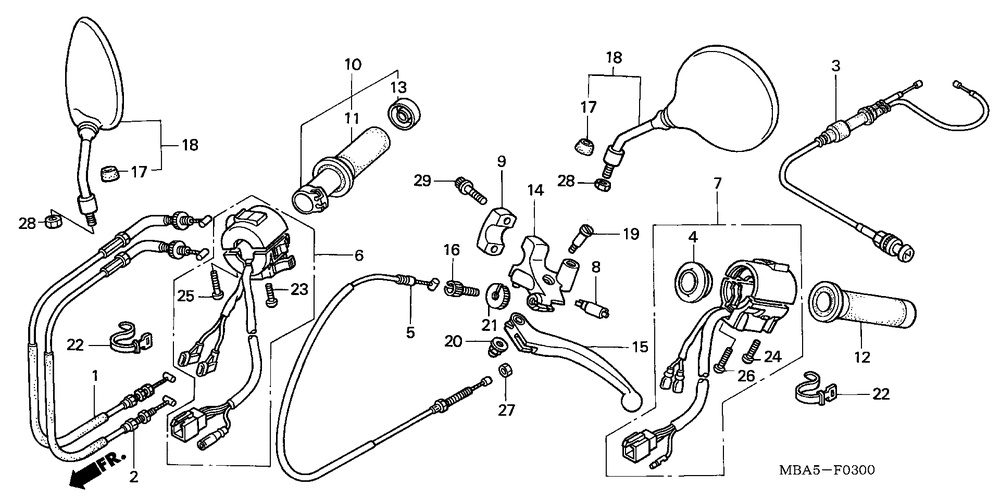 Handle lever & switch & cable