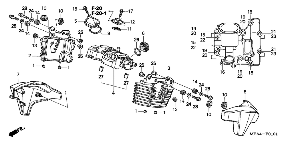 Cylinder head cover (rr.)