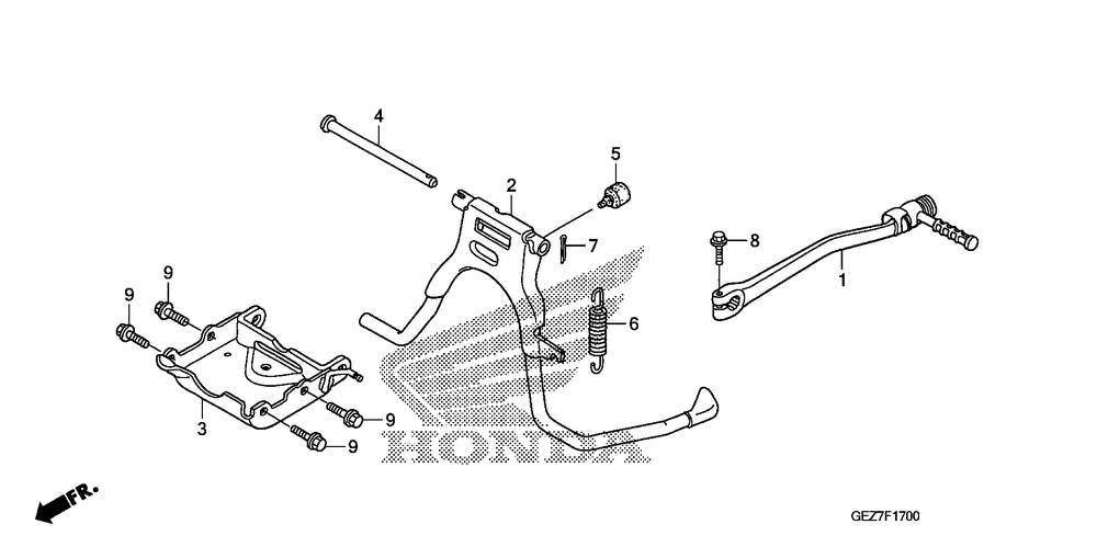 Stand & kick starter arm