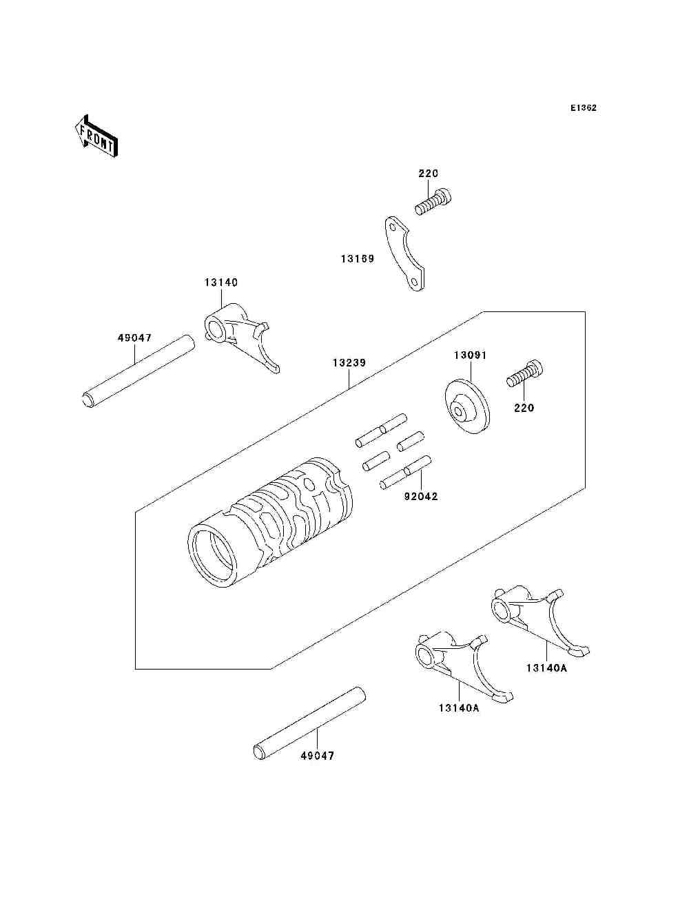 Gear change drum  shift fork(s)