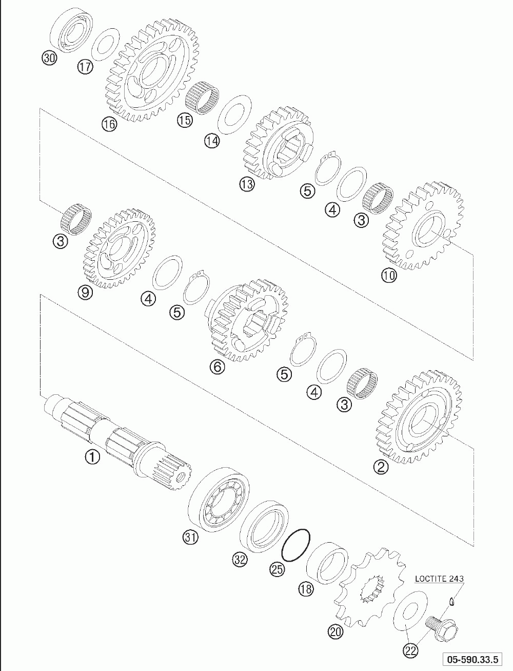 Transmission ii - countershaft 250 exc _ 2005