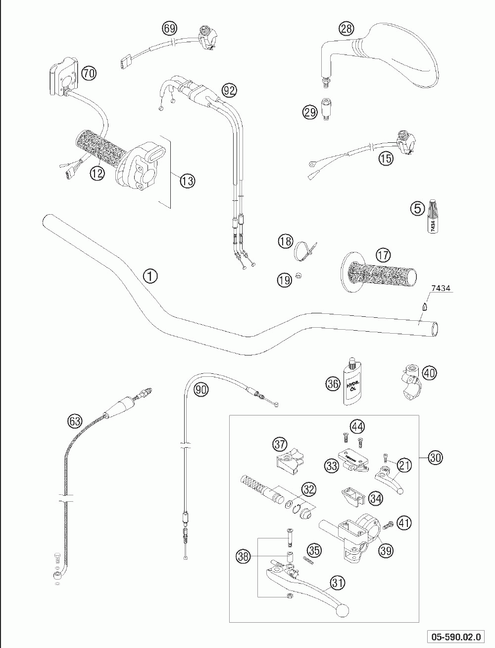 Handlebar · controls 250-525_2005