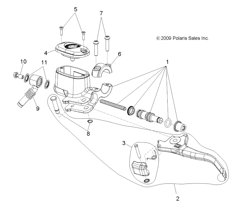 Brakes front brake lever and master cylinder - a11na32fa