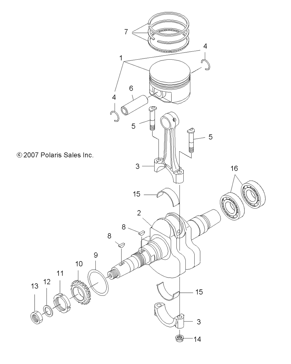 Engine crankshaft and piston - a11na32fa