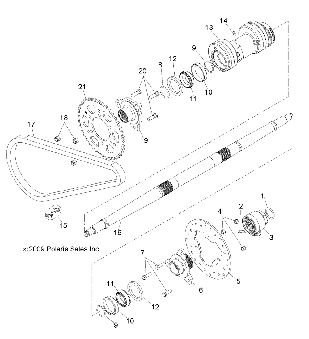 Drive train rear axle and housing - a11na32fa