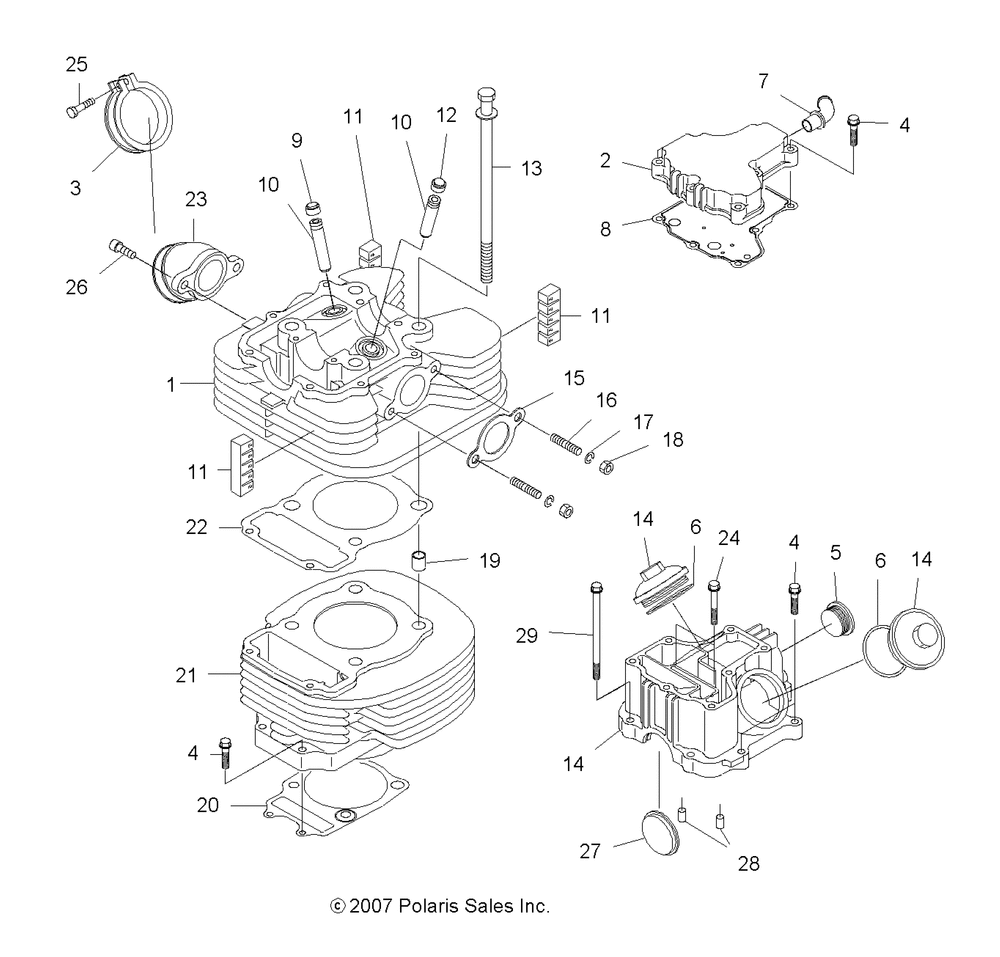 Engine cylinder and head - a11na32fa