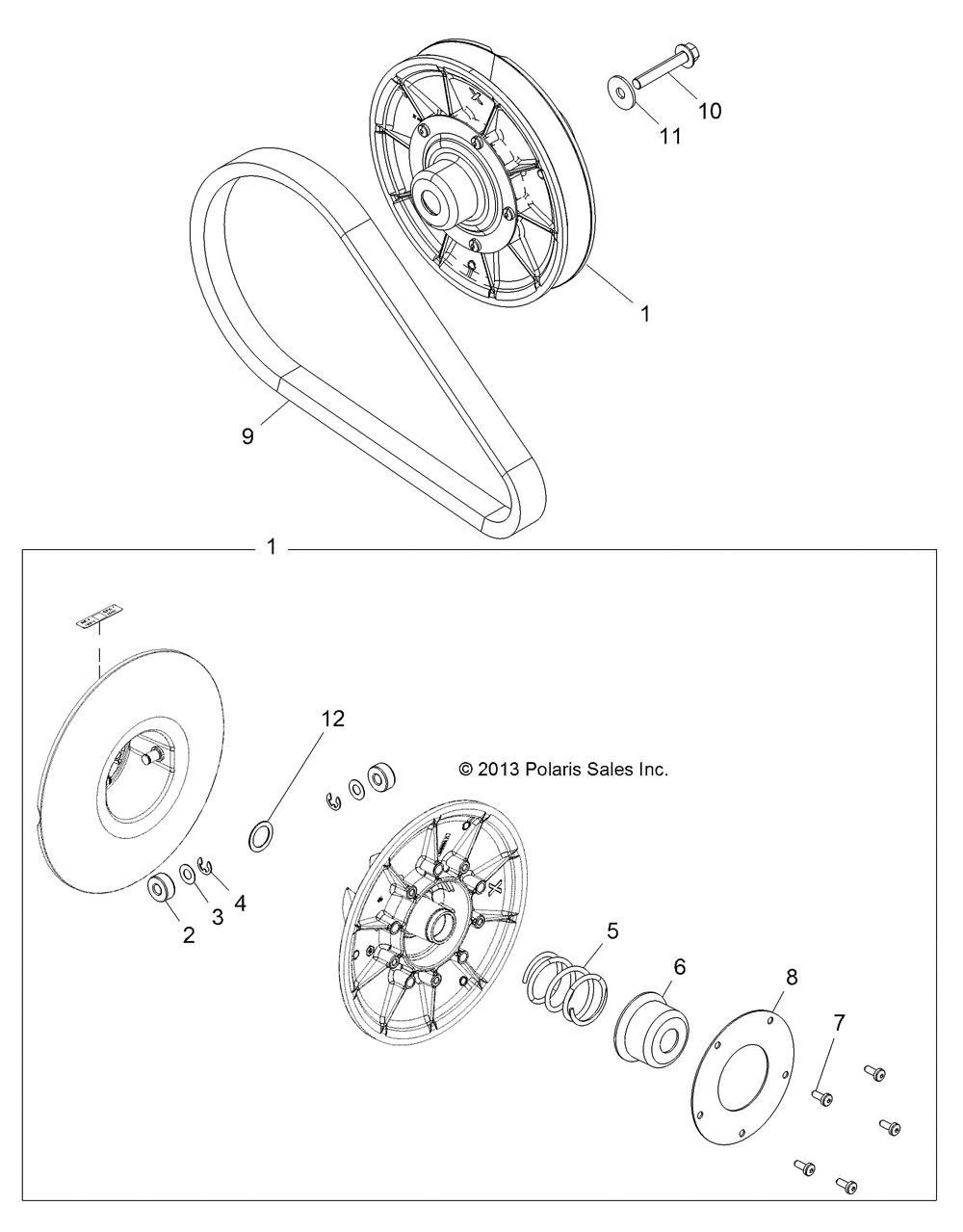 Drive train secondary clutch - r15rua87_e87_yaa_zac all options