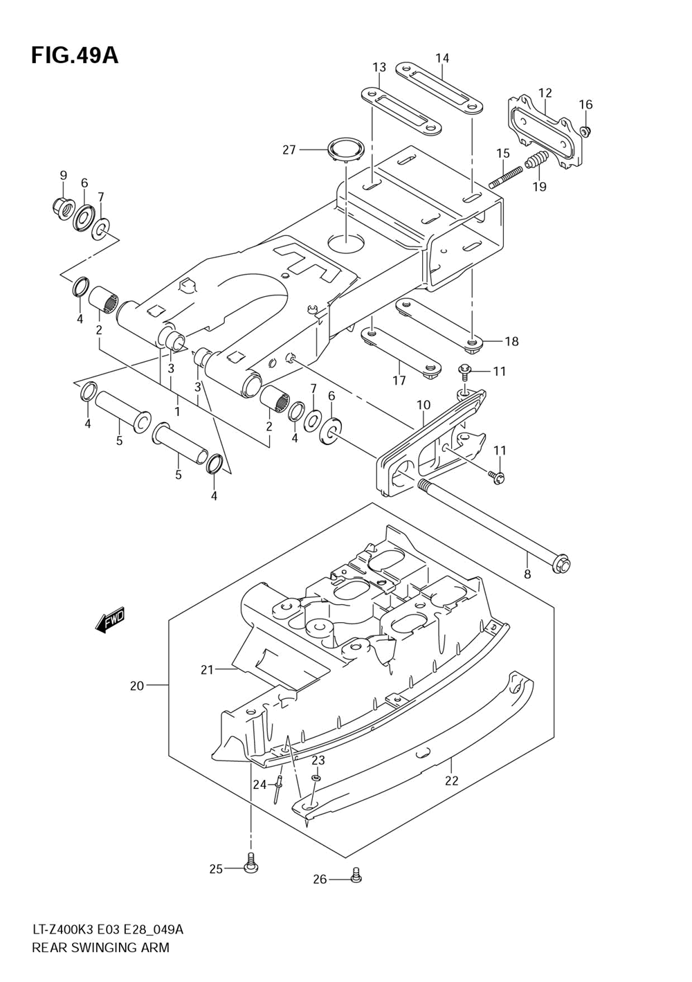 Rear swinging arm (model k3 f.no.32113658~)