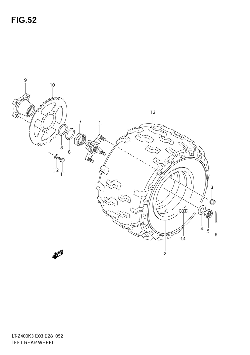 Left rear wheel (model k3_k4)