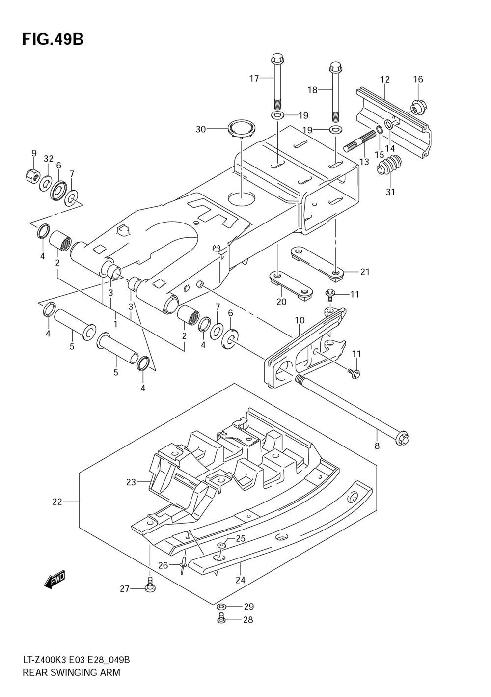 Rear swinging arm (model k4_k5_k6_k7)