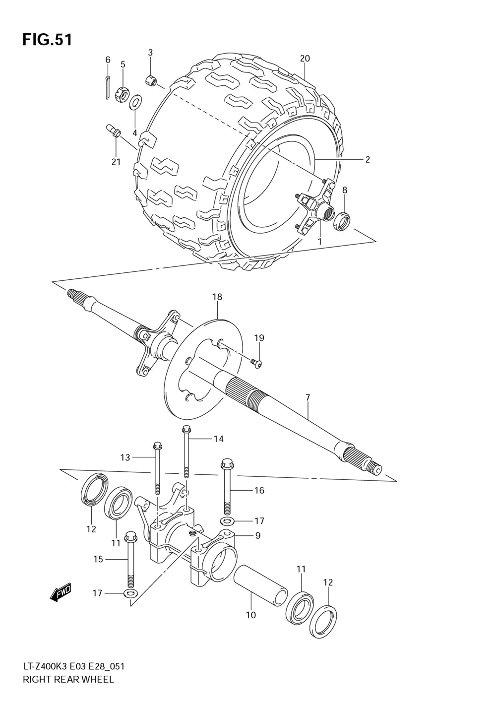 Right rear wheel (model k3)