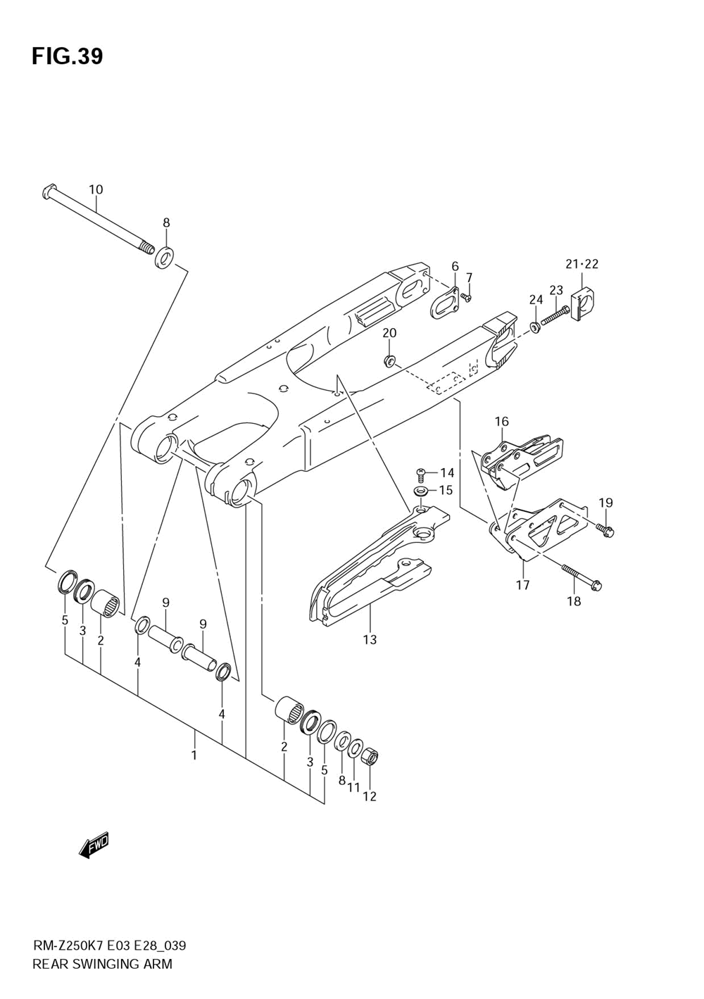 Rear swinging arm