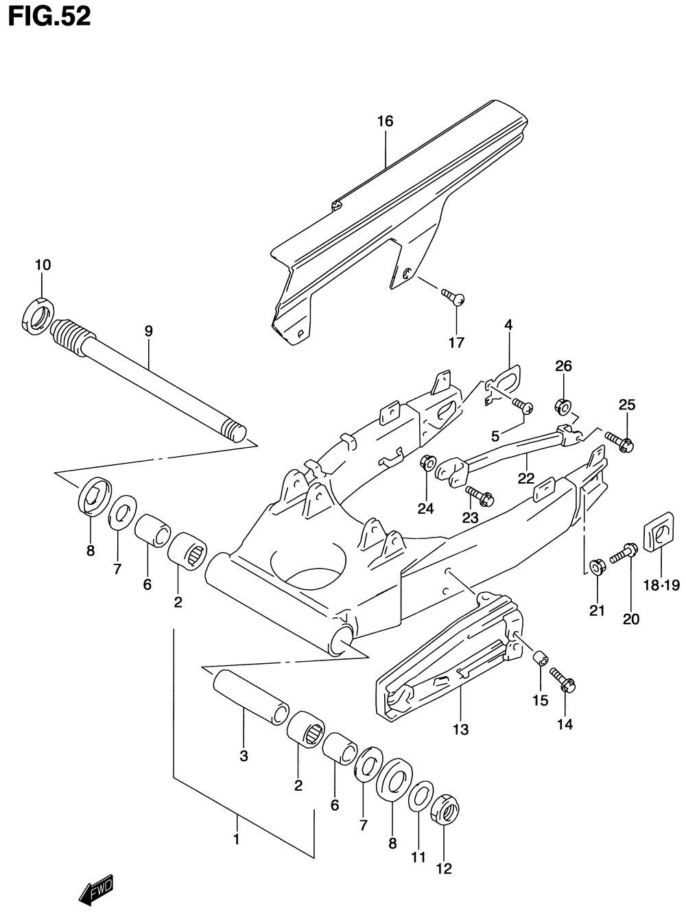 Rear swinging arm