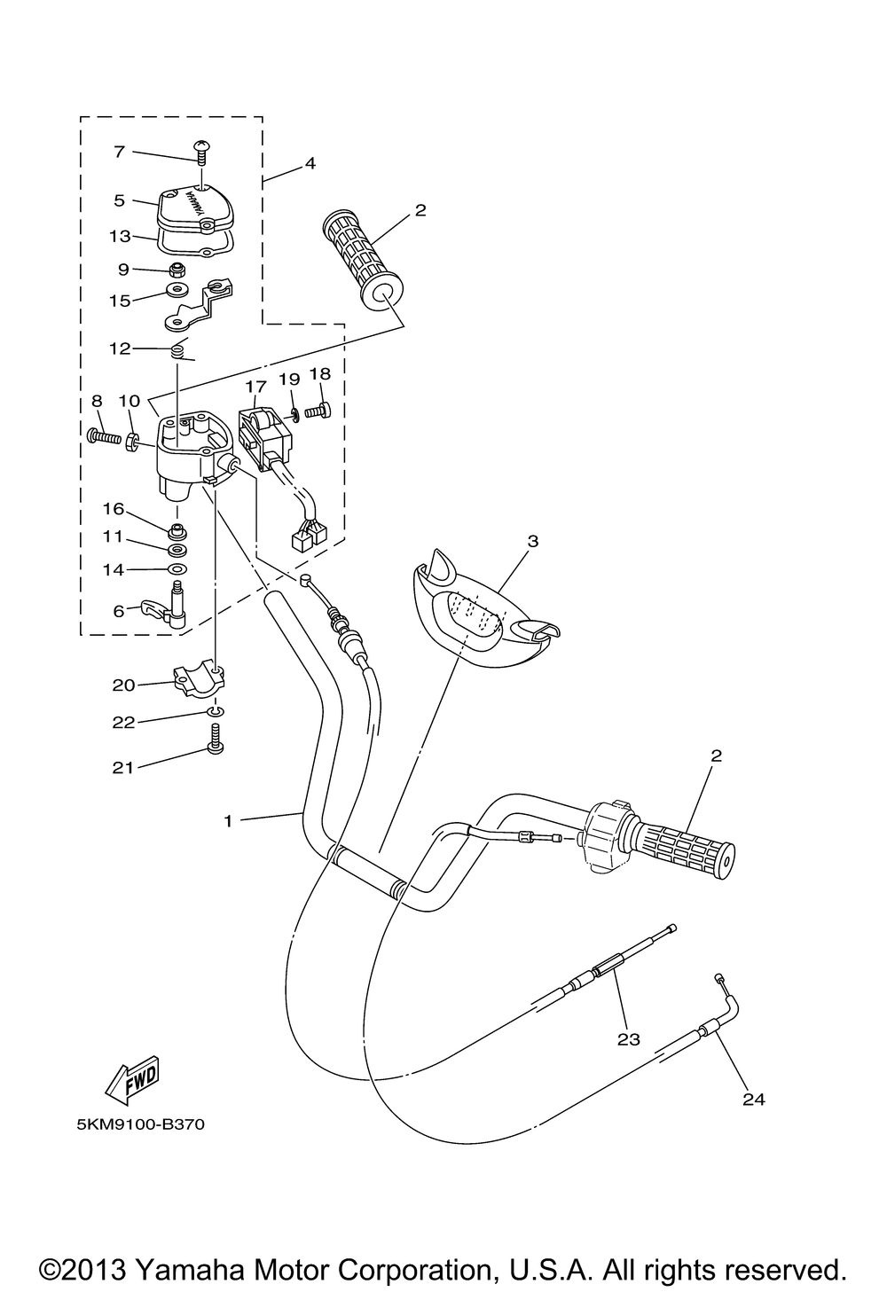 Steering handle cable