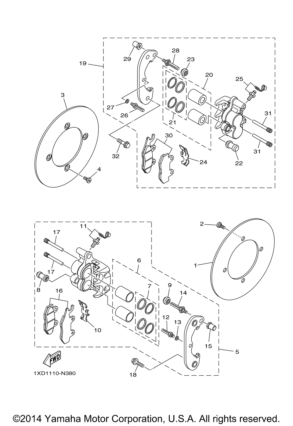 Rear brake caliper