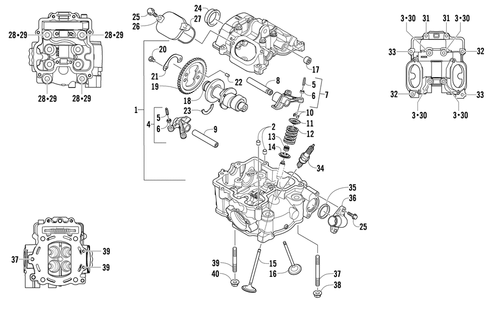 Cylinder head and camshaft_valve assembly