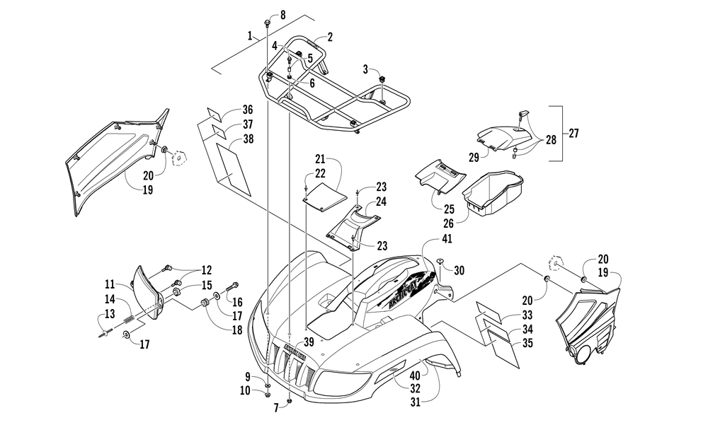 Front rack body panel and headlight assemblies