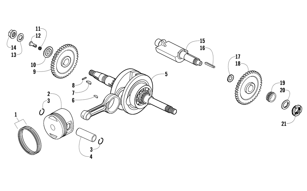 Piston and crankshaft assembly