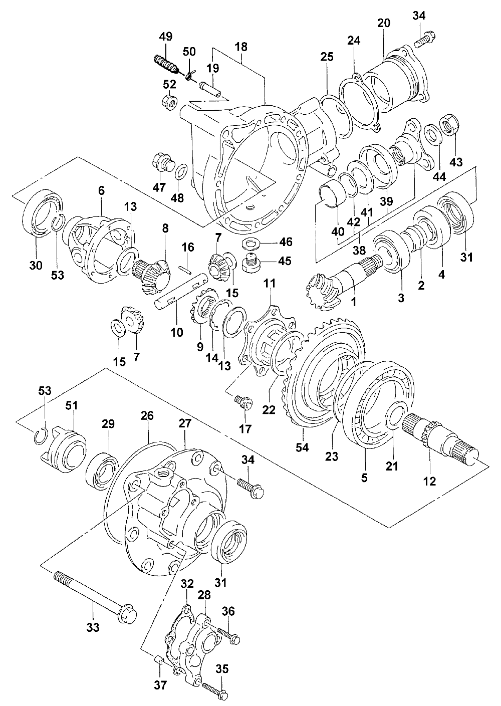 Differential gear assembly (4x4)