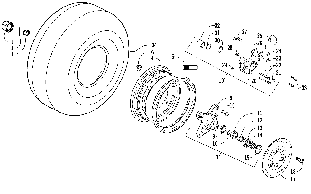 Front wheels and brake assembly