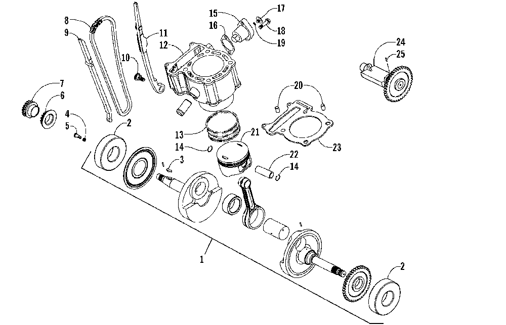 Piston and crankshaft assembly