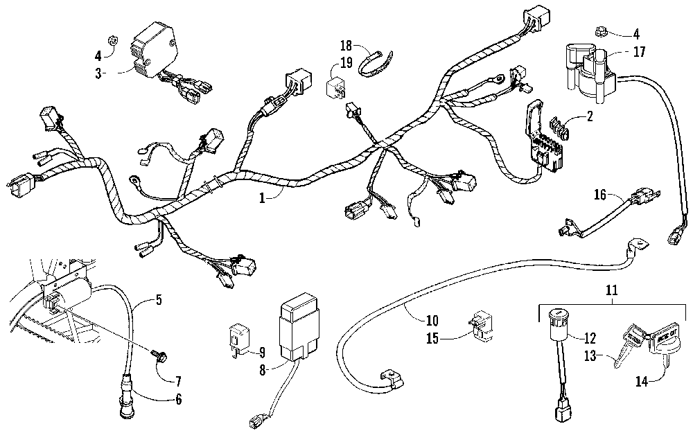 Electrical and wiring harness assembly