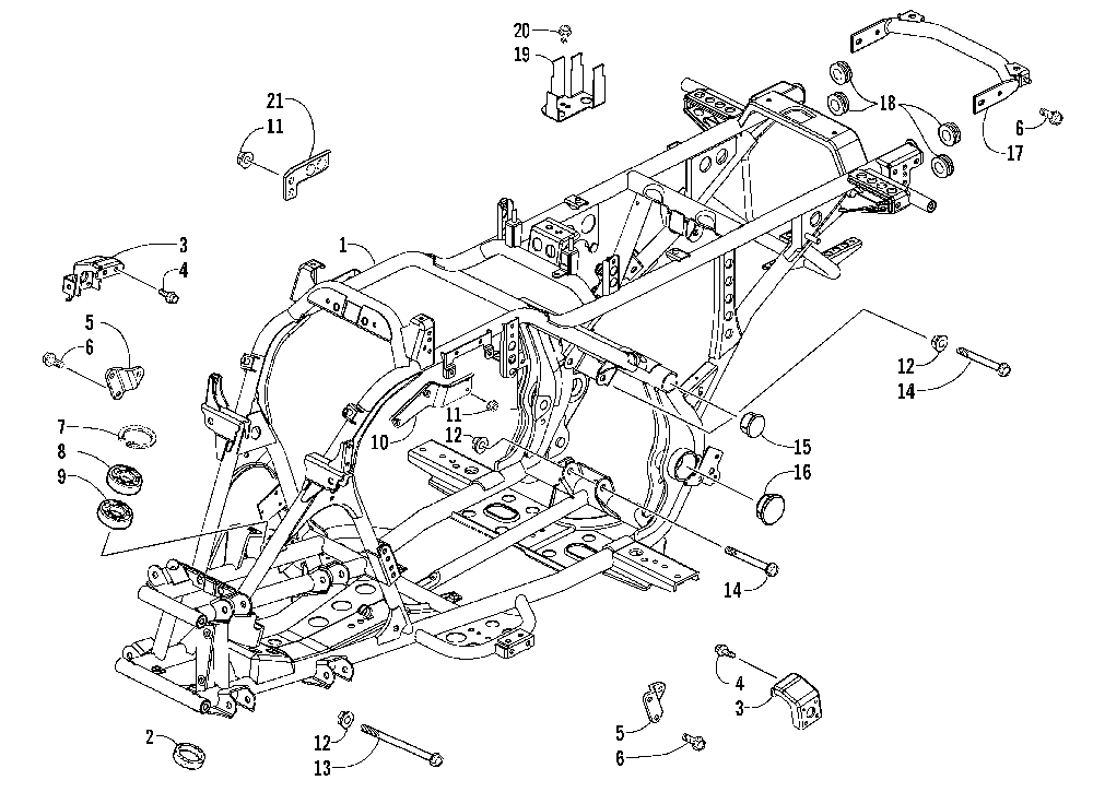 Frame and related parts assembly