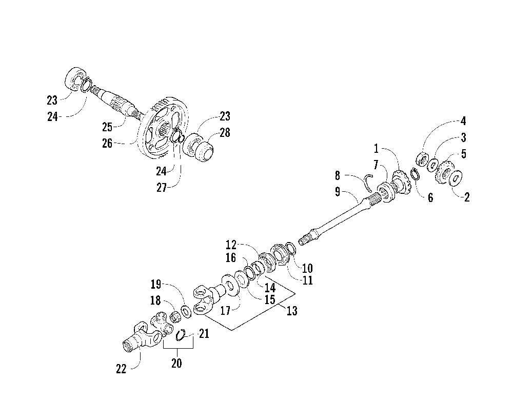 Secondary gear_output shaft assembly